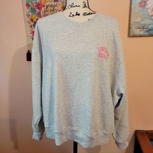 Victoria's Secret Pink 'Live In The Sunshine' Gray Oversized Sweatshirt,  L, EUC